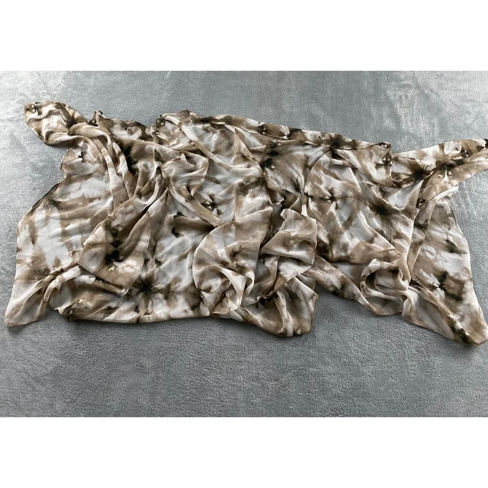 Calvin Klein Womens Abstract Tie Dye Chiffon Scarf Beige Brown Neutral Oblong